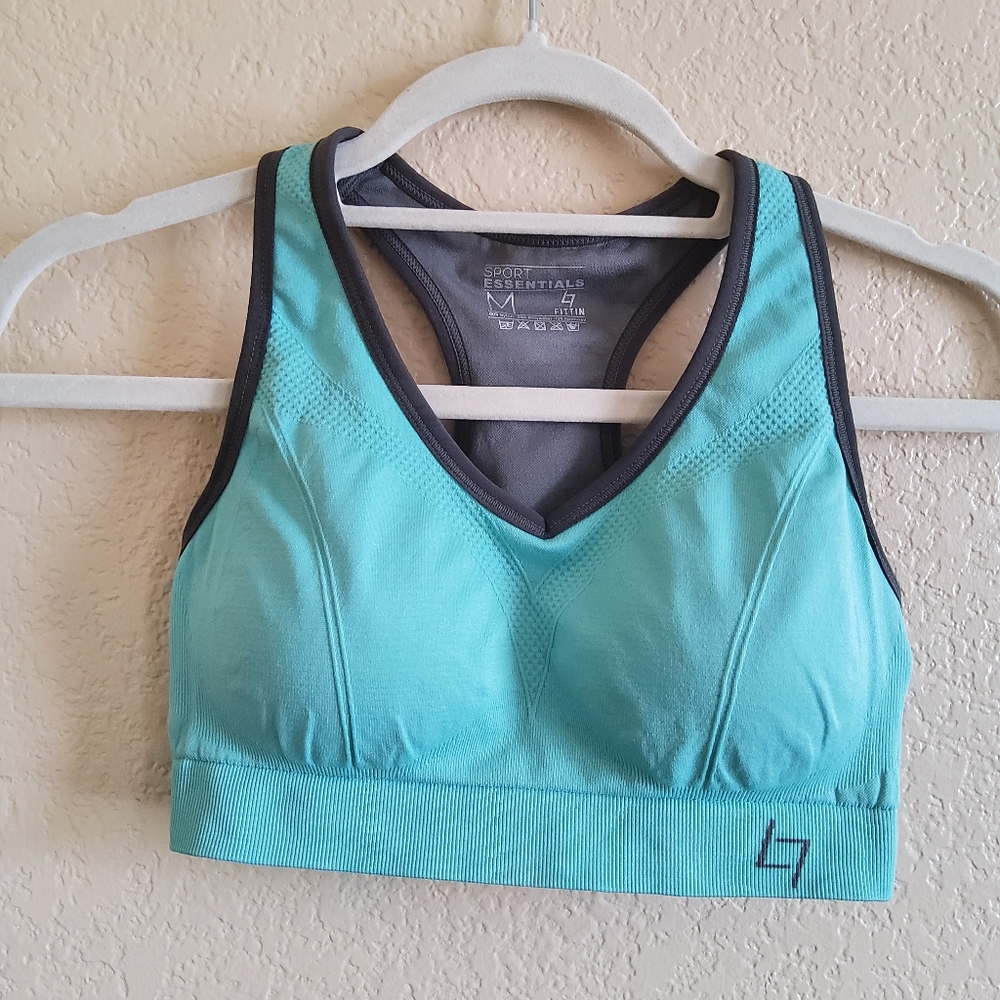 Sport Essentials Fittin Racerback Sports Bra Size M Blue Grey New
